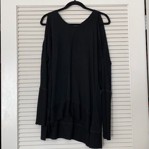 Black exposed shoulder knit